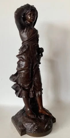 Bronze Représentant La Pêche Au Coquillage Signé Charles Anfrie