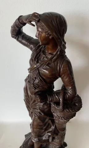 Bronze Représentant La Pêche Au Coquillage Signé Charles Anfrie