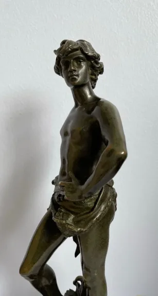 David , Sujet En Bronze Signé A Gaudez