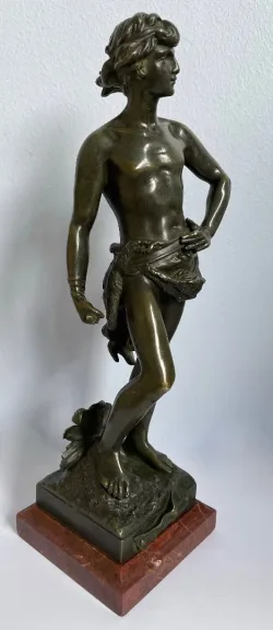 David , Sujet En Bronze Signé A Gaudez