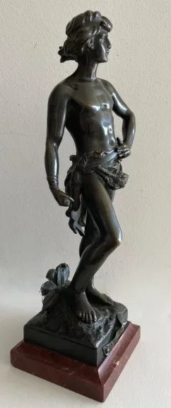 David , Sujet En Bronze Signé A Gaudez