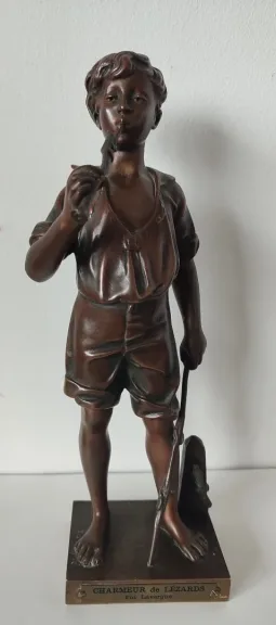 Le Charmeur De Lézard , Sujet En Bronze