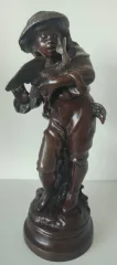 L Enfant Et Le Canard , Sculpture En Bronze