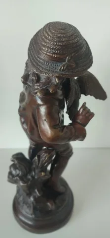 L Enfant Et Le Canard , Sculpture En Bronze