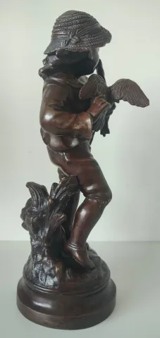 L Enfant Et Le Canard , Sculpture En Bronze