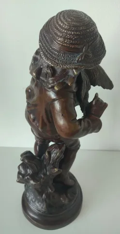 L Enfant Et Le Canard , Sculpture En Bronze