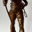 Belluaire à la panthère , sculpture en bronze