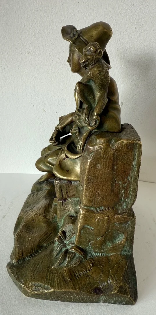 Le jeune saltimbanque et son singe , sujet en bronze
