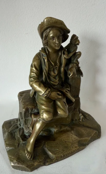 Le jeune saltimbanque et son singe , sujet en bronze