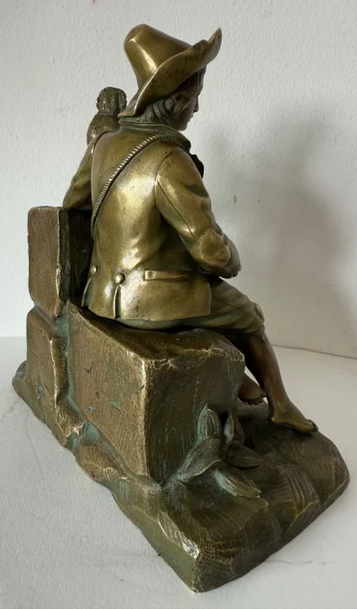 Le jeune saltimbanque et son singe , sujet en bronze