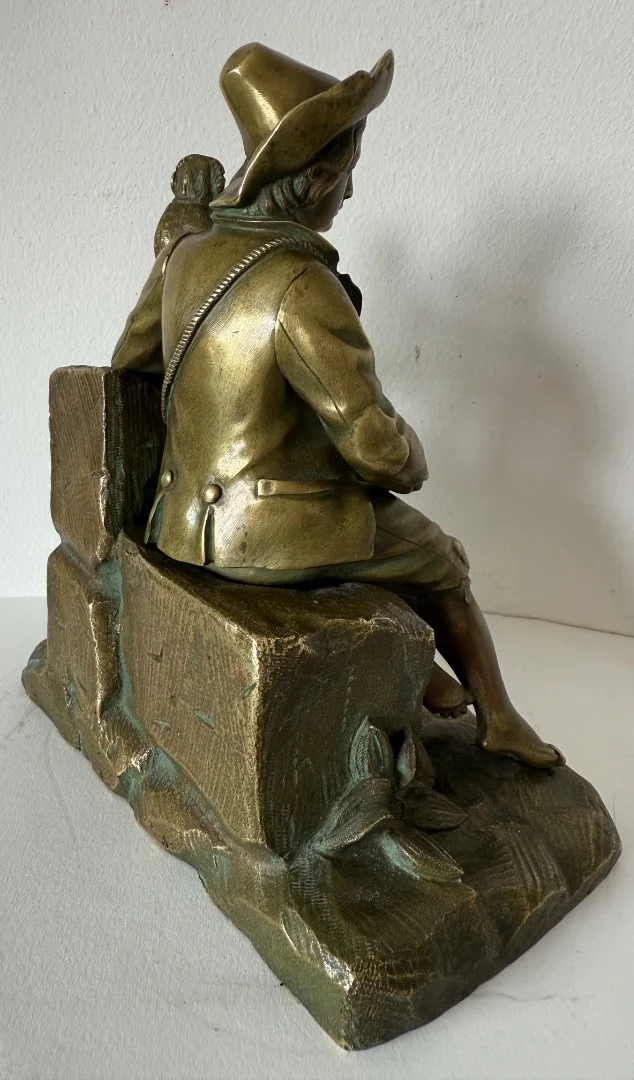 Le jeune saltimbanque et son singe , sujet en bronze