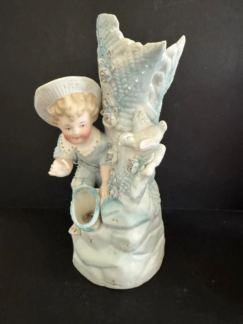 paire de petits vases bleu et rose