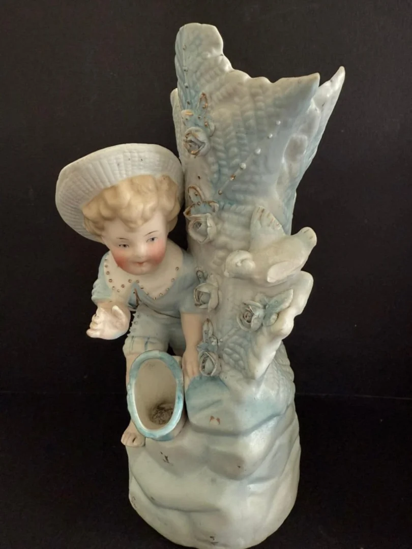 paire de petits vases bleu et rose