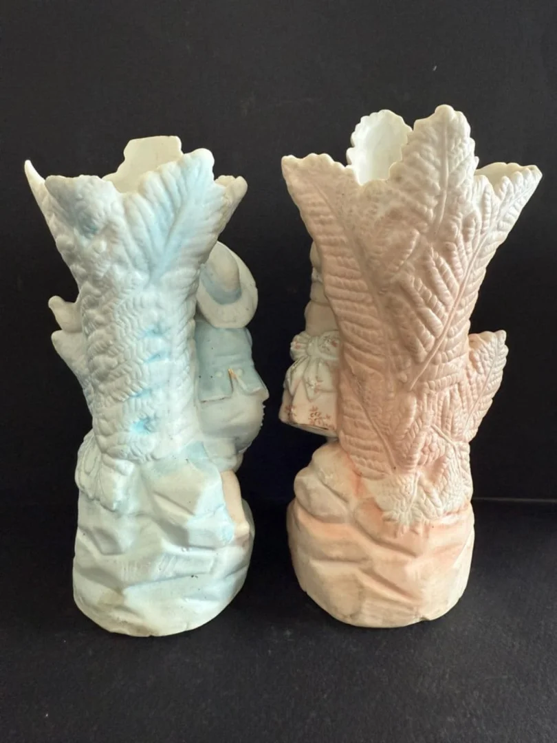 paire de petits vases bleu et rose