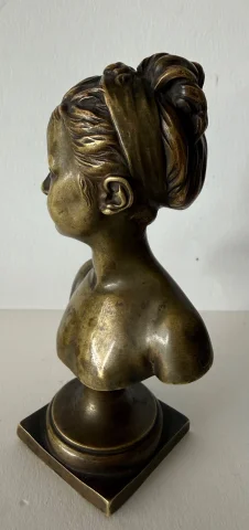 Kleine Bronzeskulptur, signiert Houdon, Gießerei Susse — Befriedigender Zustand
