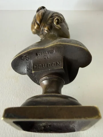 Kleine Bronzeskulptur, signiert Houdon, Gießerei Susse — Befriedigender Zustand