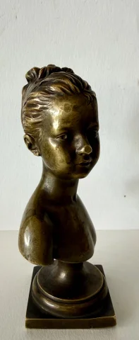 Kleine Bronzeskulptur, signiert Houdon, Gießerei Susse — Befriedigender Zustand