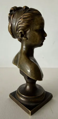 Kleine Bronzeskulptur, signiert Houdon, Gießerei Susse — Befriedigender Zustand