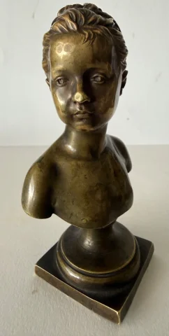Kleine Bronzeskulptur, signiert Houdon, Gießerei Susse — Befriedigender Zustand