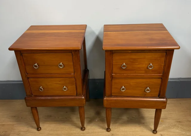 Pair of cubic-form bedside tables — Very good condition