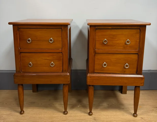 Pair of cubic-form bedside tables — Very good condition