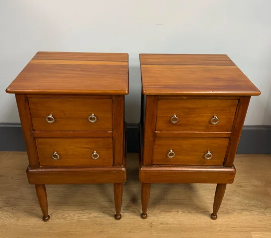 Pair of cubic-form bedside tables — Very good condition