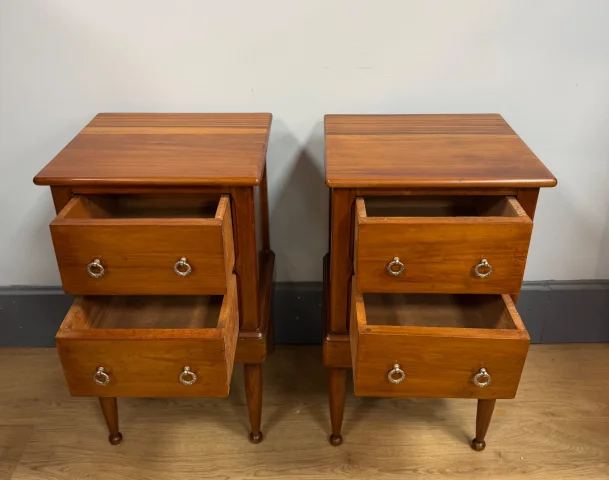 Pair of cubic-form bedside tables — Very good condition